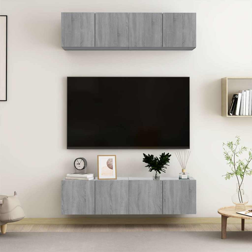 TV-Wandschränke 4 Stk. Grau Sonoma 60x30x30 cm Holzwerkstoff
