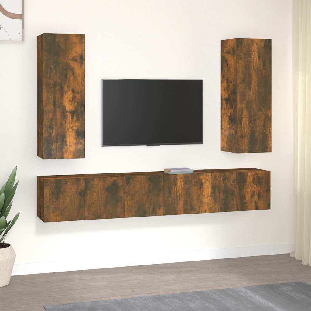 5-tlg. TV-Schrank-Set Räuchereiche Holzwerkstoff