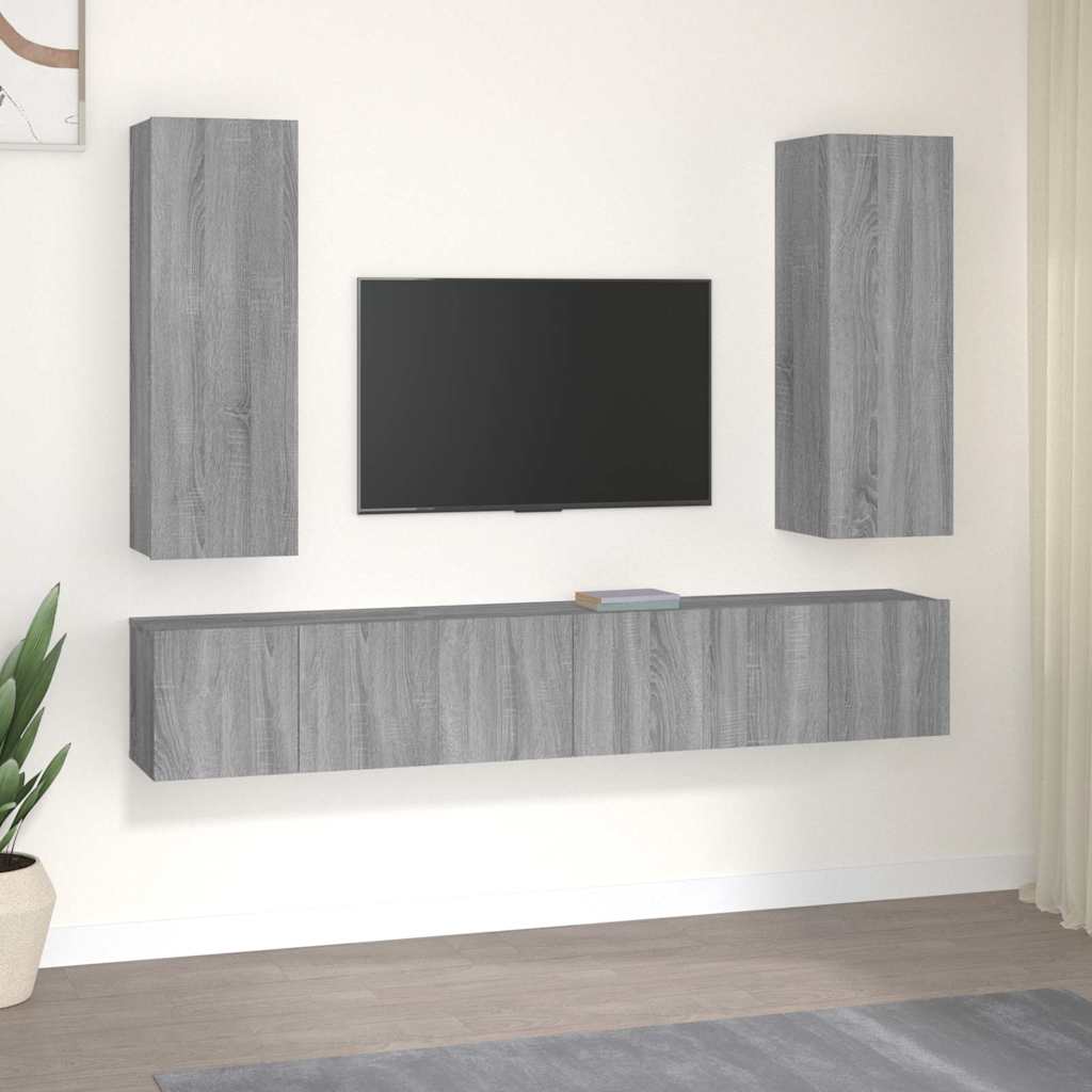 5-tlg. TV-Schrank-Set Grau Sonoma Holzwerkstoff