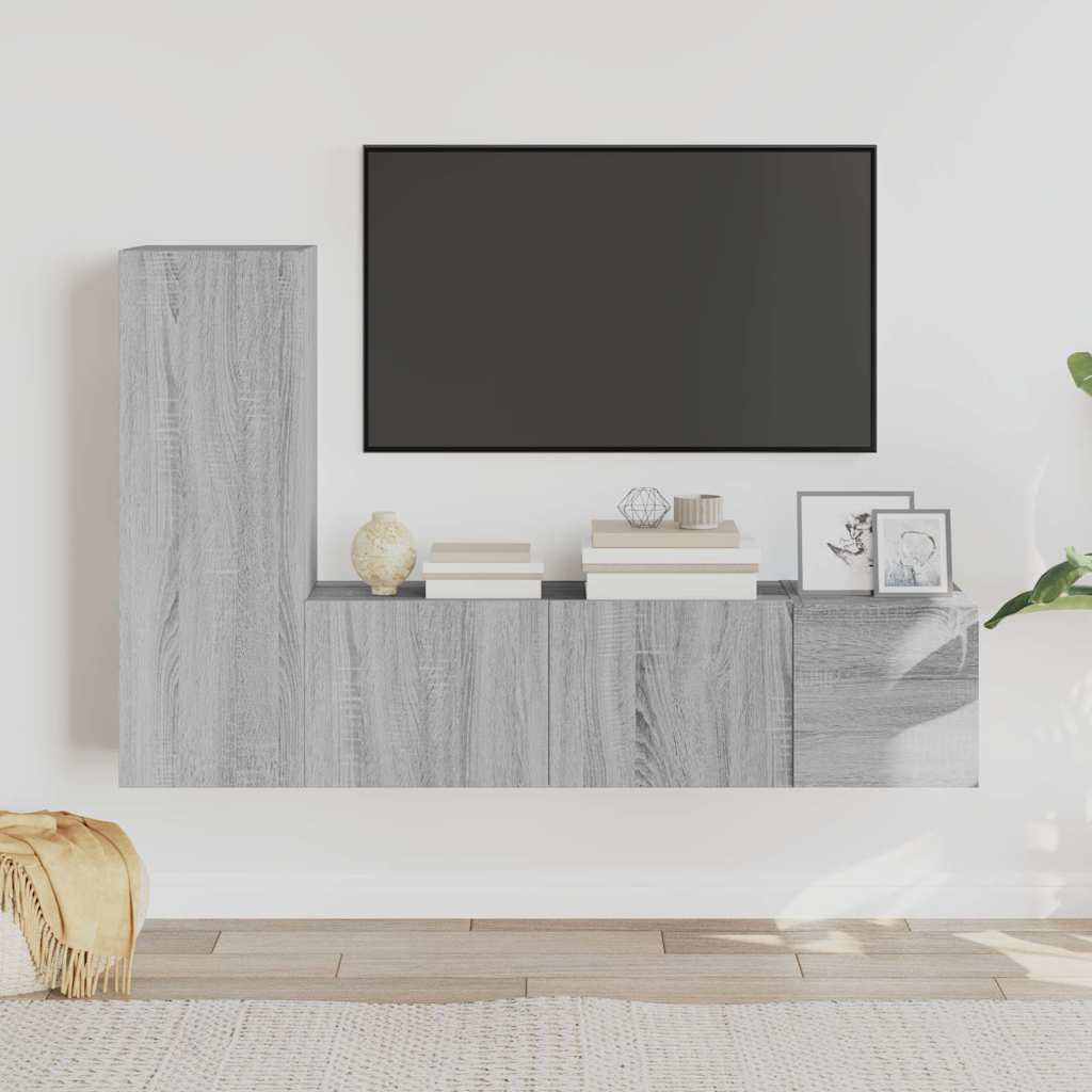 3-tlg. TV-Schrank-Set Grau Sonoma Holzwerkstoff