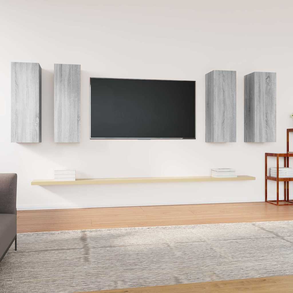 TV-Schränke 4 Stk. Grau Sonoma 30,5x30x90 cm Holzwerkstoff