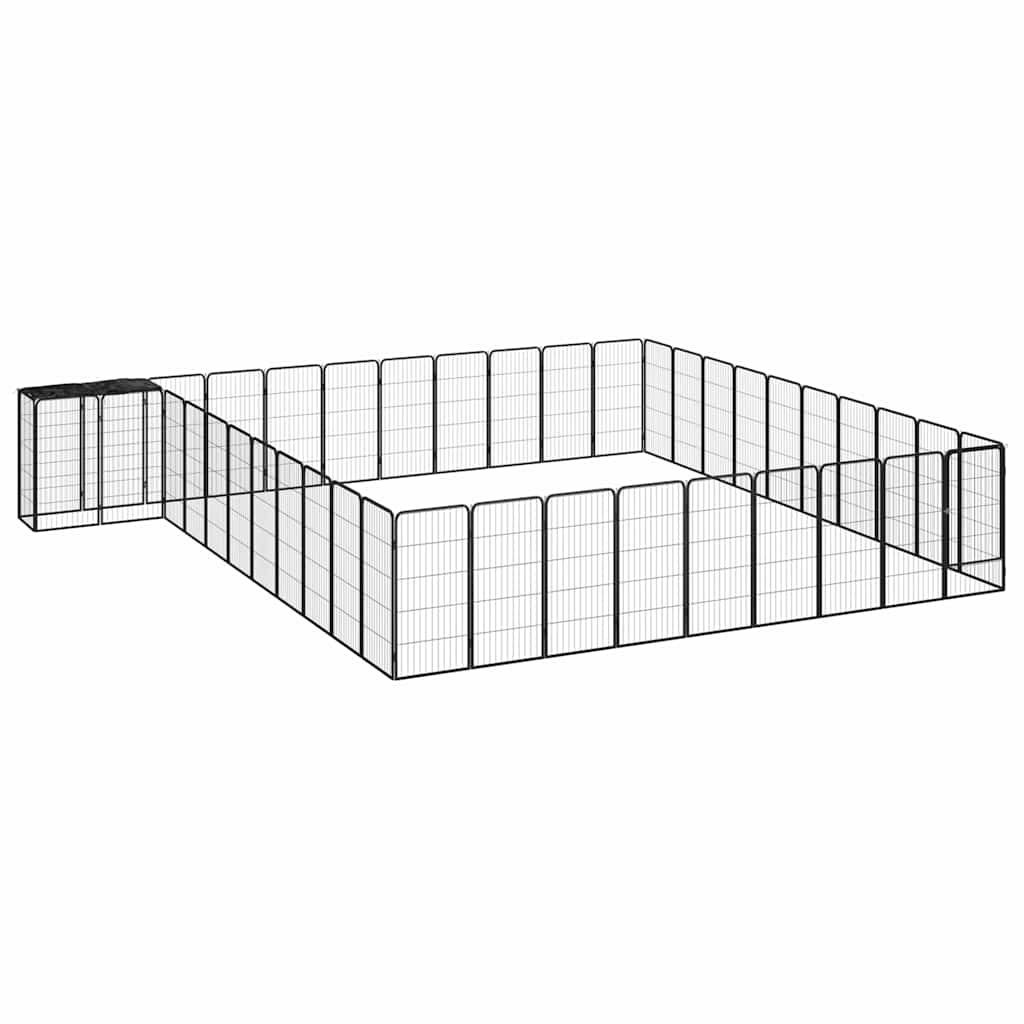 42-tlg. Hundelaufstall Schwarz 50x100cm Stahl Pulverbeschichtet