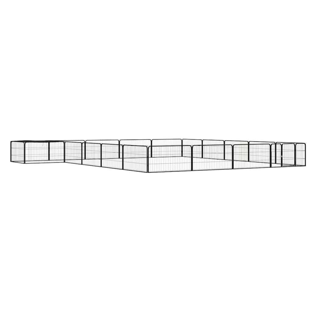 20-tlg. Hundelaufstall Schwarz 100x50cm Stahl Pulverbeschichtet