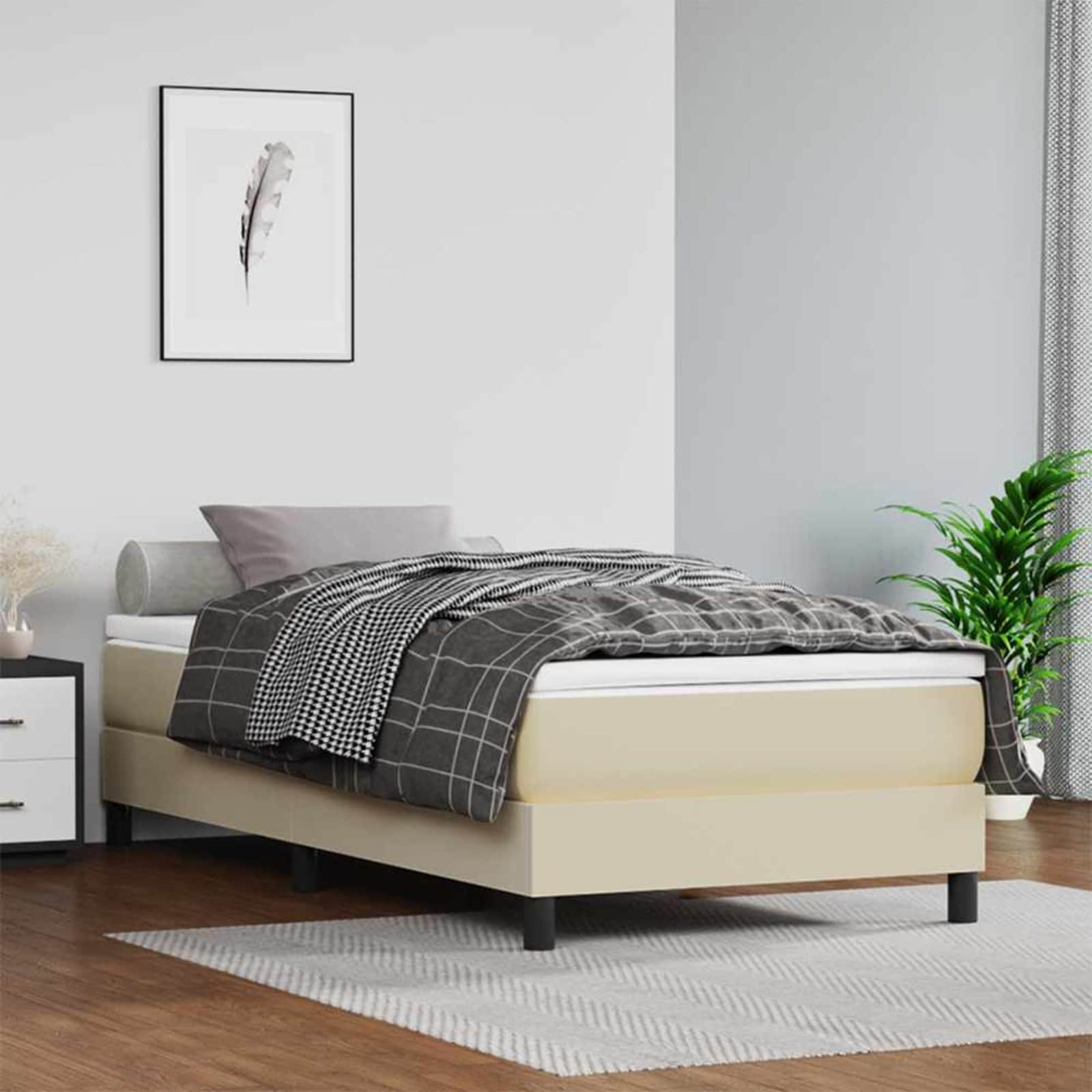 Taschenfederkernmatratze Mittel Creme 80x200x20 cm Kunstleder