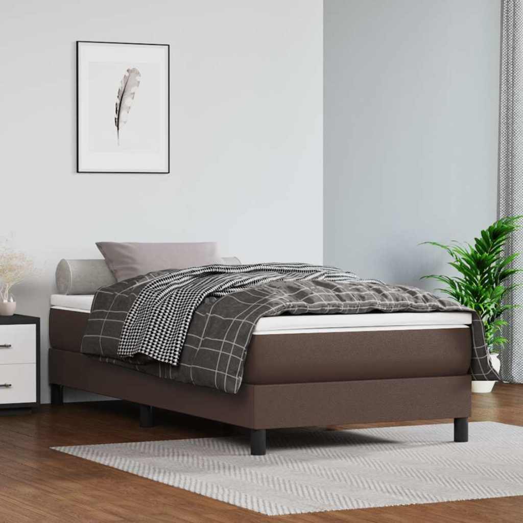 Taschenfederkernmatratze Mittel Braun 90x200x20 cm Kunstleder