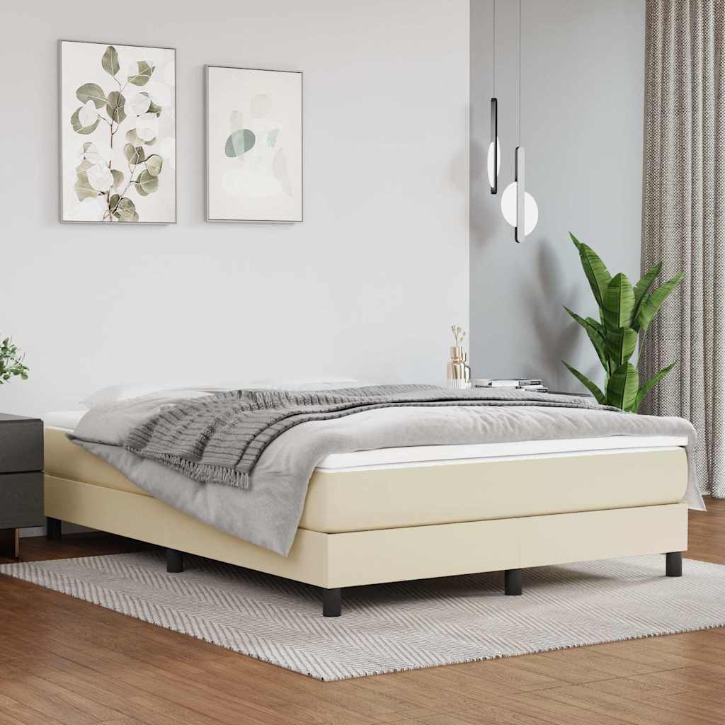 Taschenfederkernmatratze Mittel Creme 140x200x20 cm Kunstleder