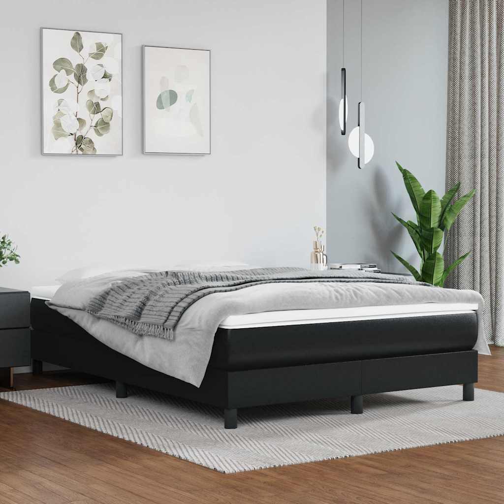 Taschenfederkernmatratze Mittel Schwarz 137x190x20 cm Kunstleder