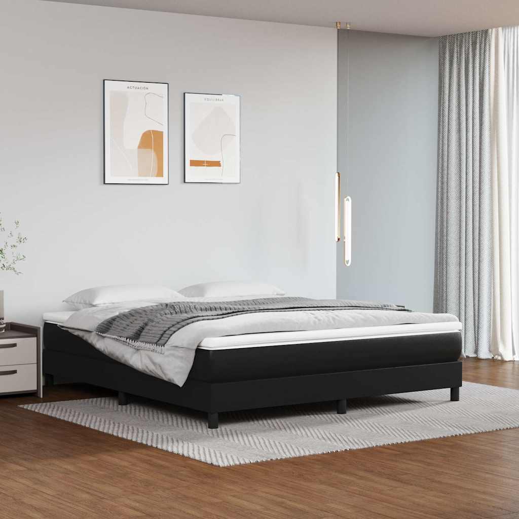 Taschenfederkernmatratze Mittel Schwarz 152x203x20 cm Kunstleder