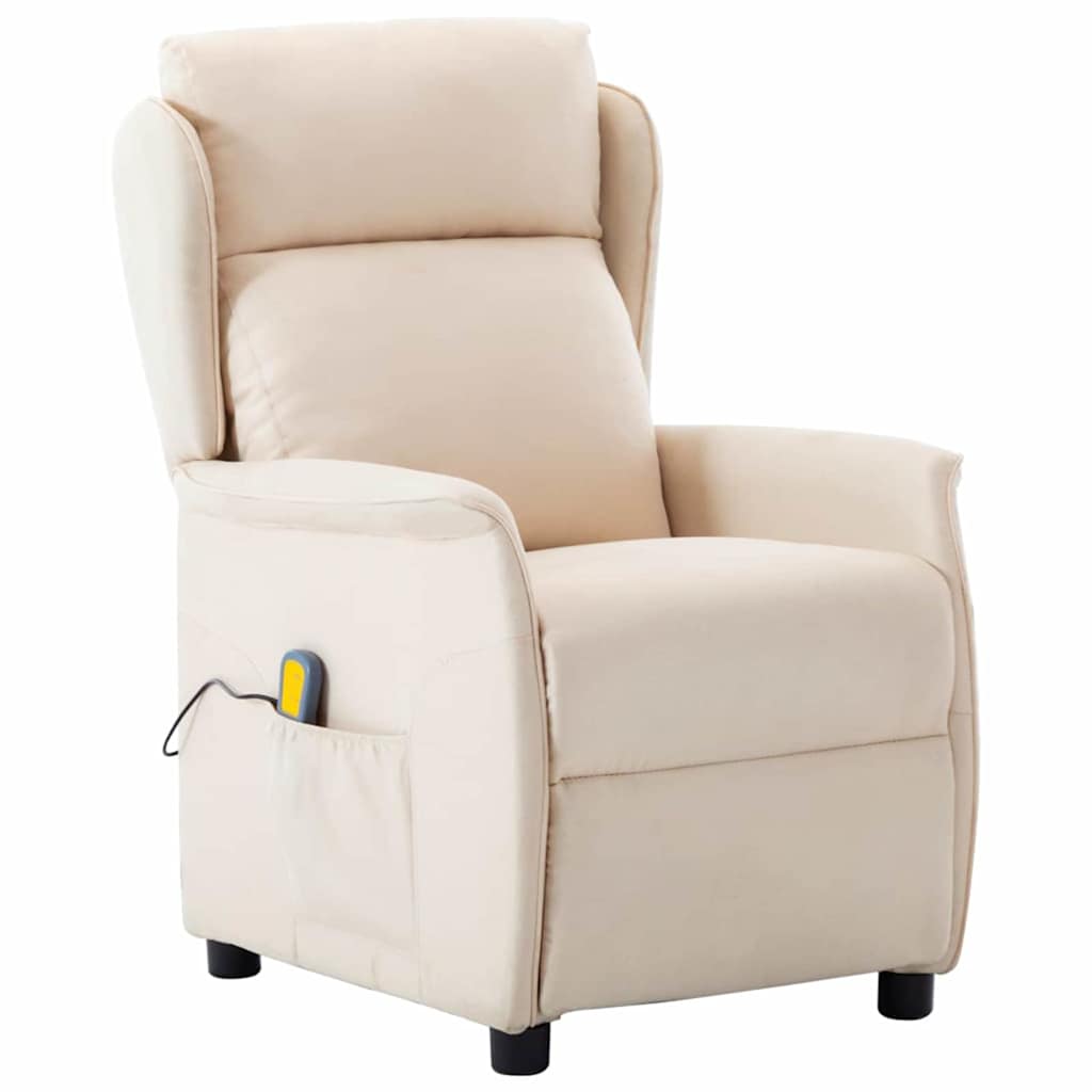 Massagesessel Creme 93,5 x 67,5 x 101,5 cm Stoff