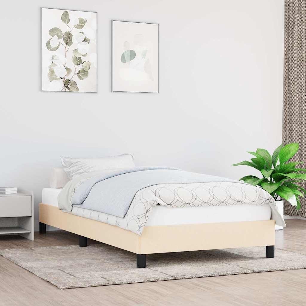Bettgestell ohne Matratze Creme 100x200 cm Stoff