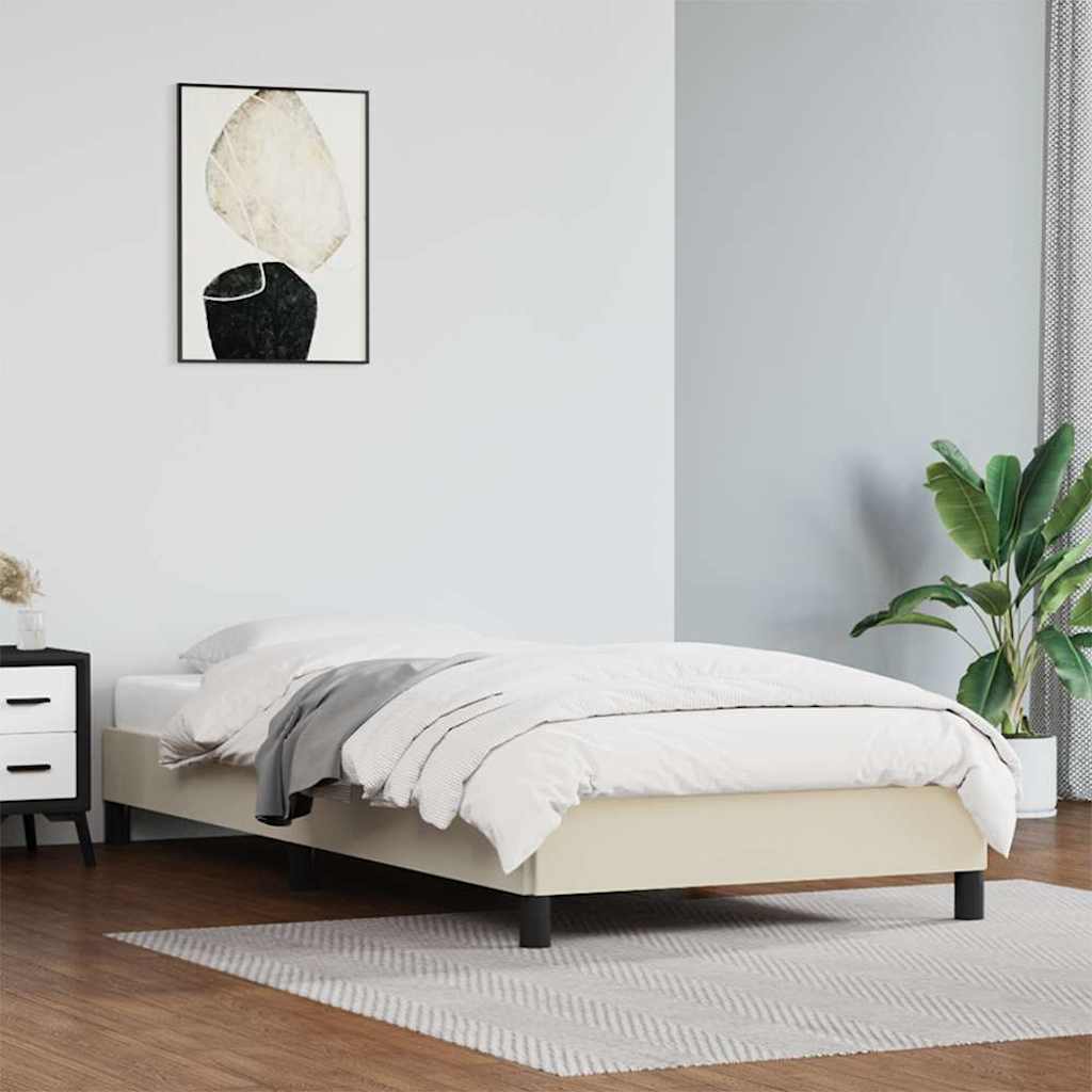 Bettgestell Creme 90x200 cm Kunstleder