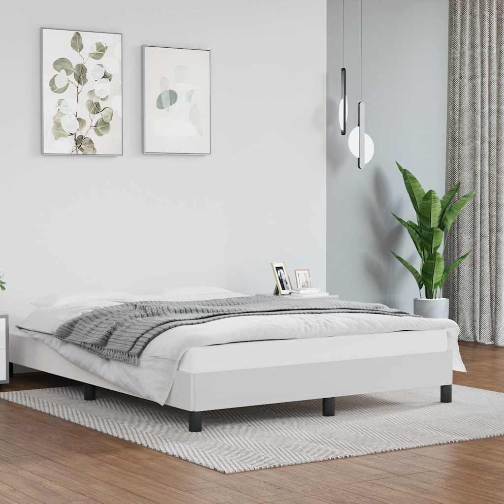 Bettgestell Weiß 140x190 cm Kunstleder