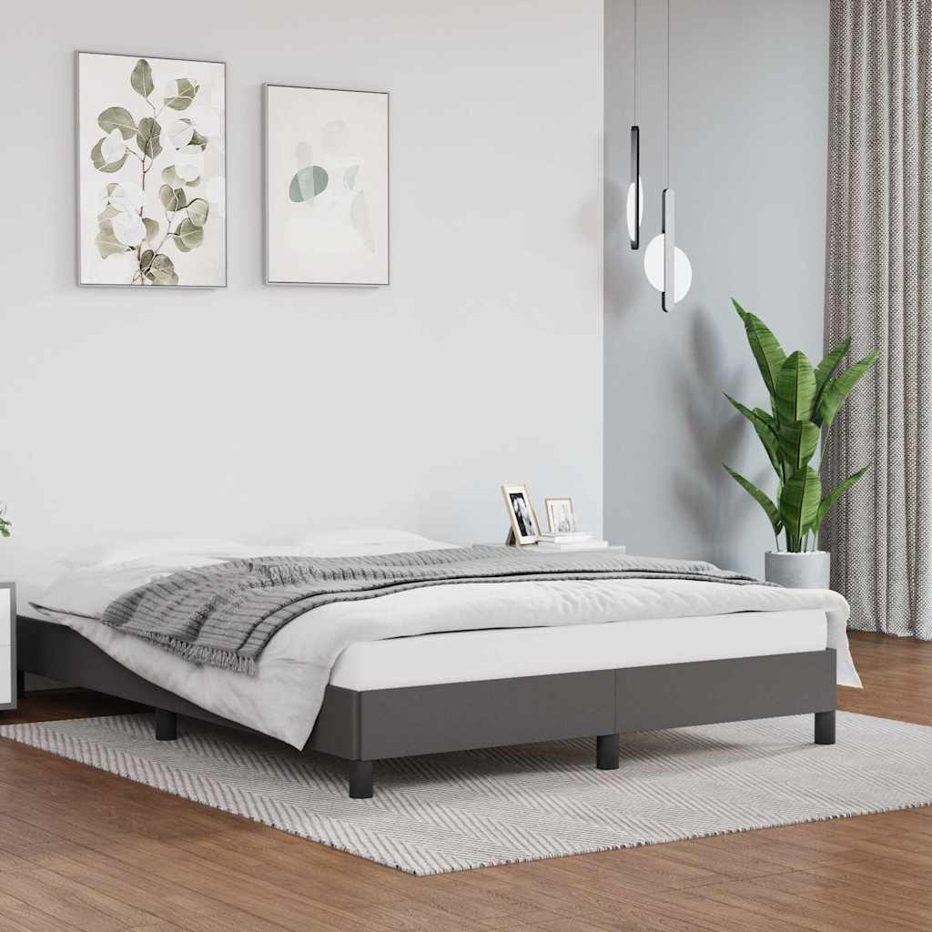 Bettgestell Grau 140x190 cm Kunstleder