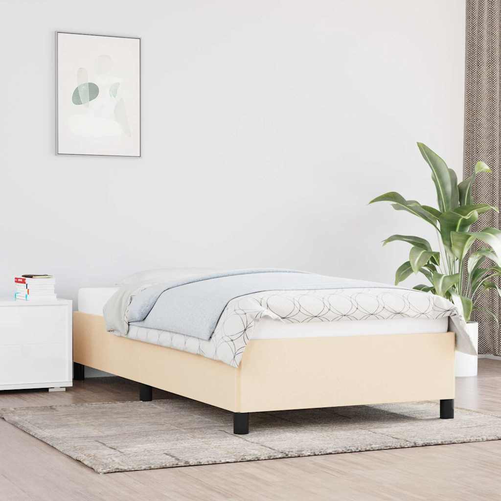 Bettgestell ohne Matratze Creme 90x190 cm Stoff