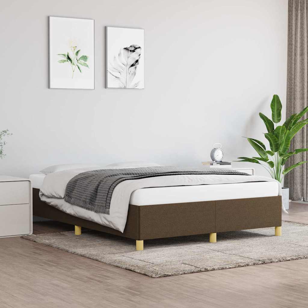 Bettgestell ohne Matratze Dunkelbraun 140x190 cm Stoff