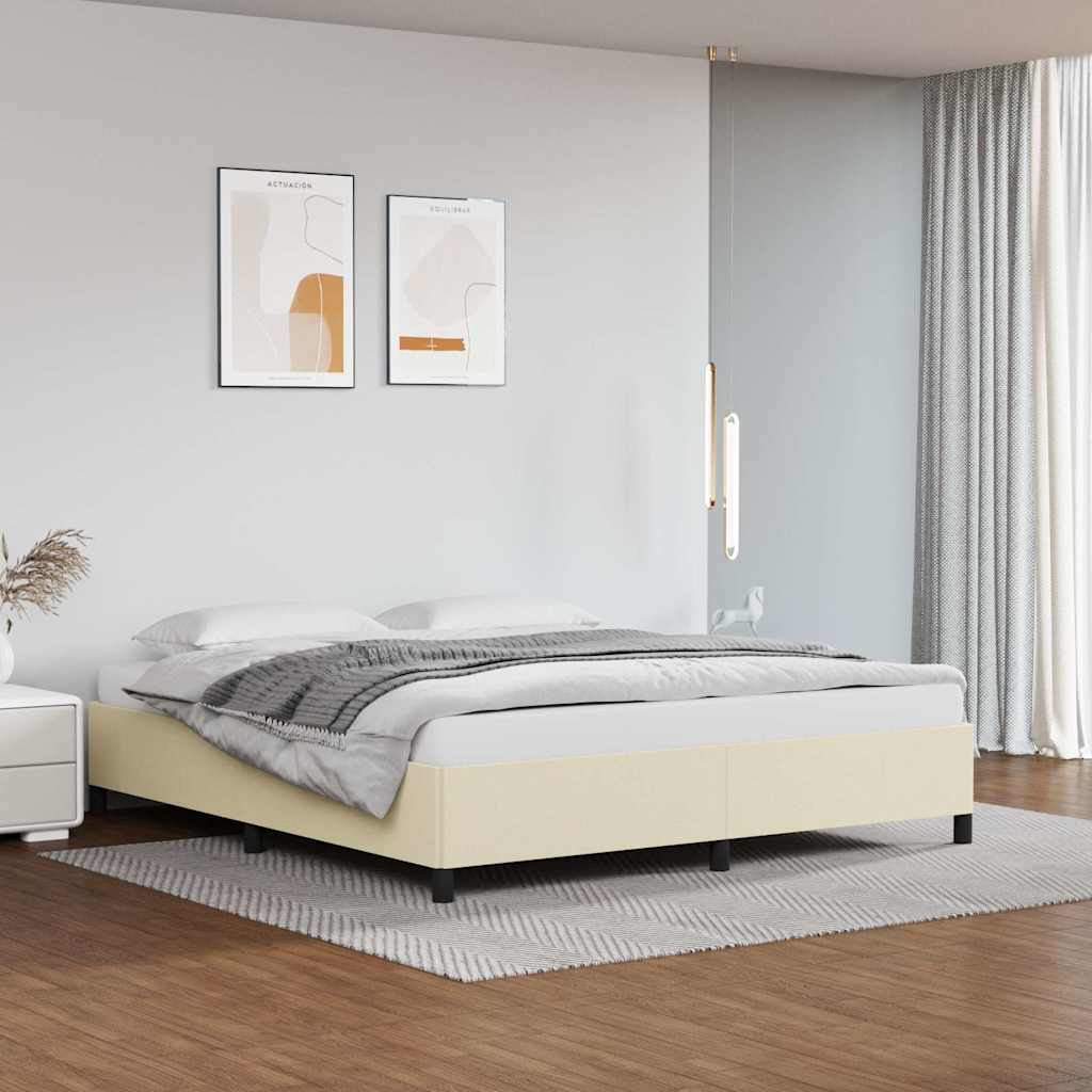 Bettgestell ohne Matratze Creme 160x200 cm Kunstleder