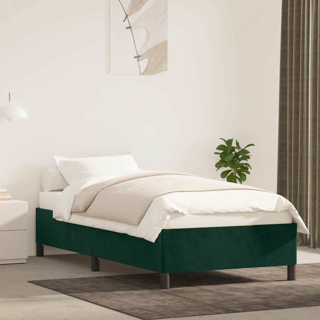 Bettgestell ohne Matratze Dunkelgrün 100x200 cm Samt