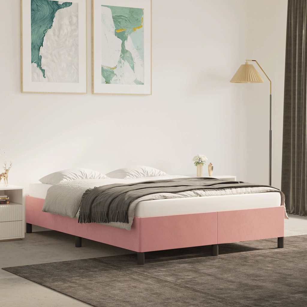 Bettgestell ohne Matratze Rosa 140x190 cm Samt