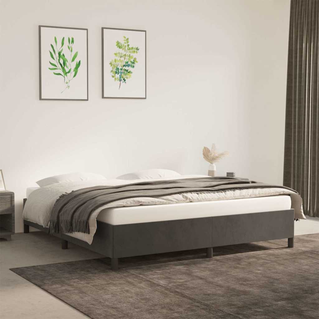 Bettgestell ohne Matratze Dunkelgrau 180x200 cm Samt