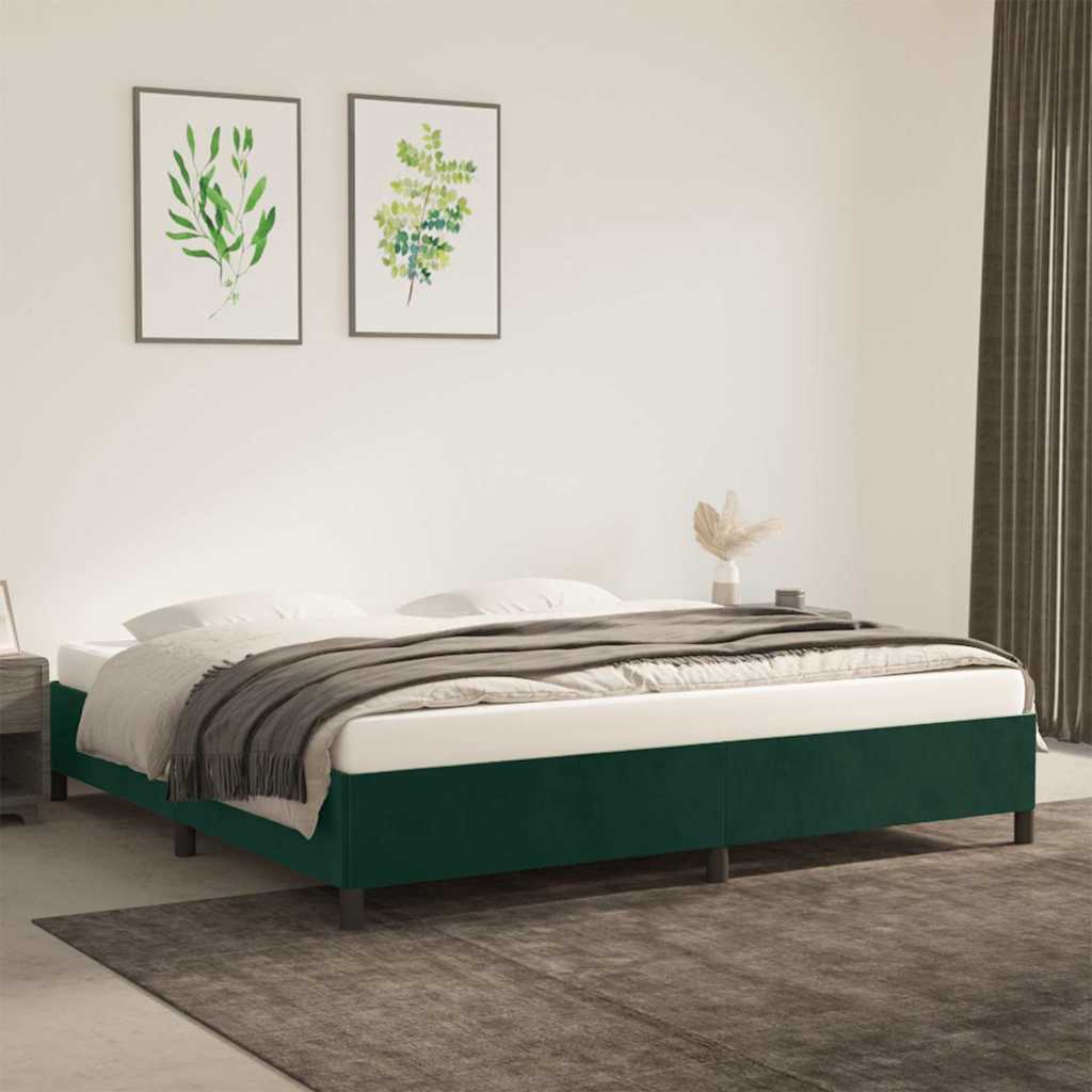 Bettgestell ohne Matratze Dunkelgrün 200x200 cm Samt