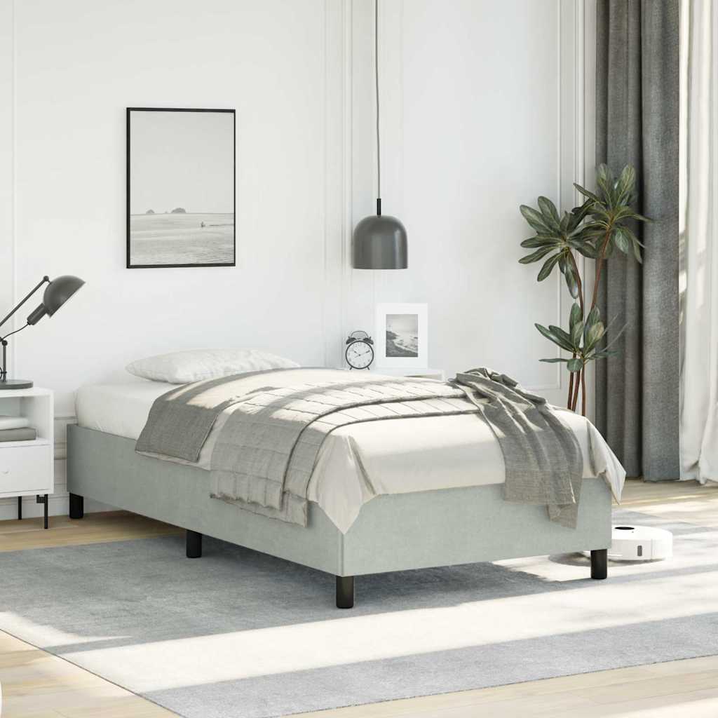 Bettgestell ohne Matratze Hellgrau 100x203 cm Twin XL Samt