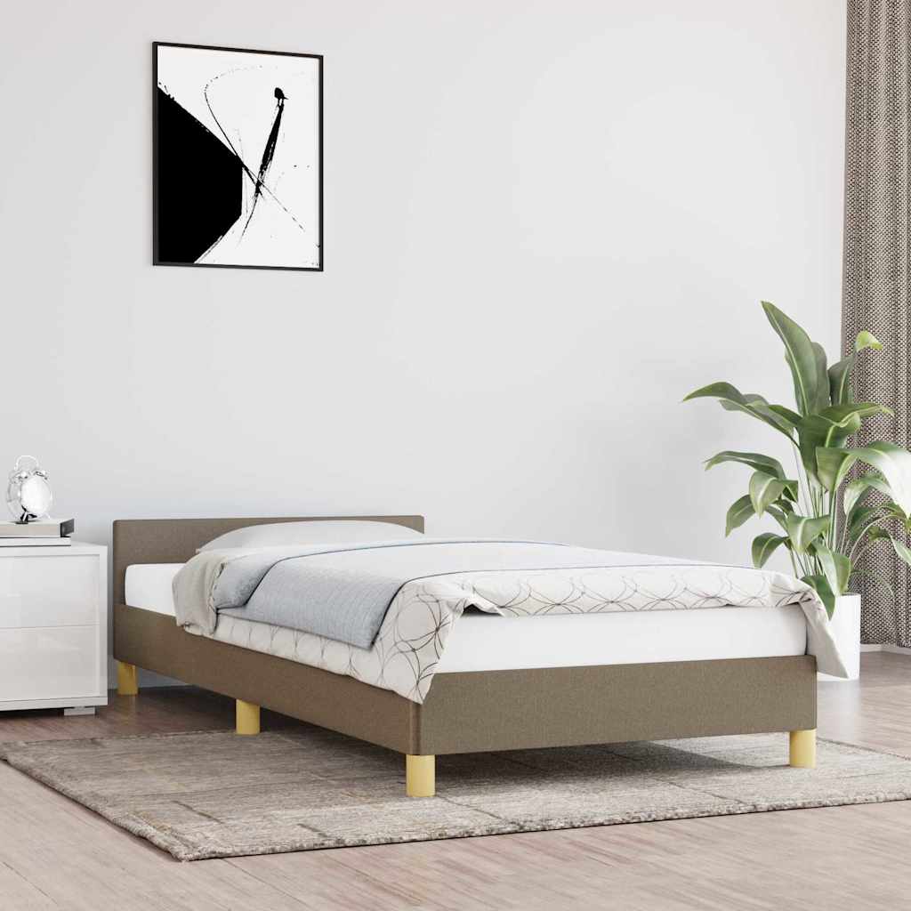 Bettgestell mit Kopfteil ohne Matratze Taupe 90x200 cm Stoff