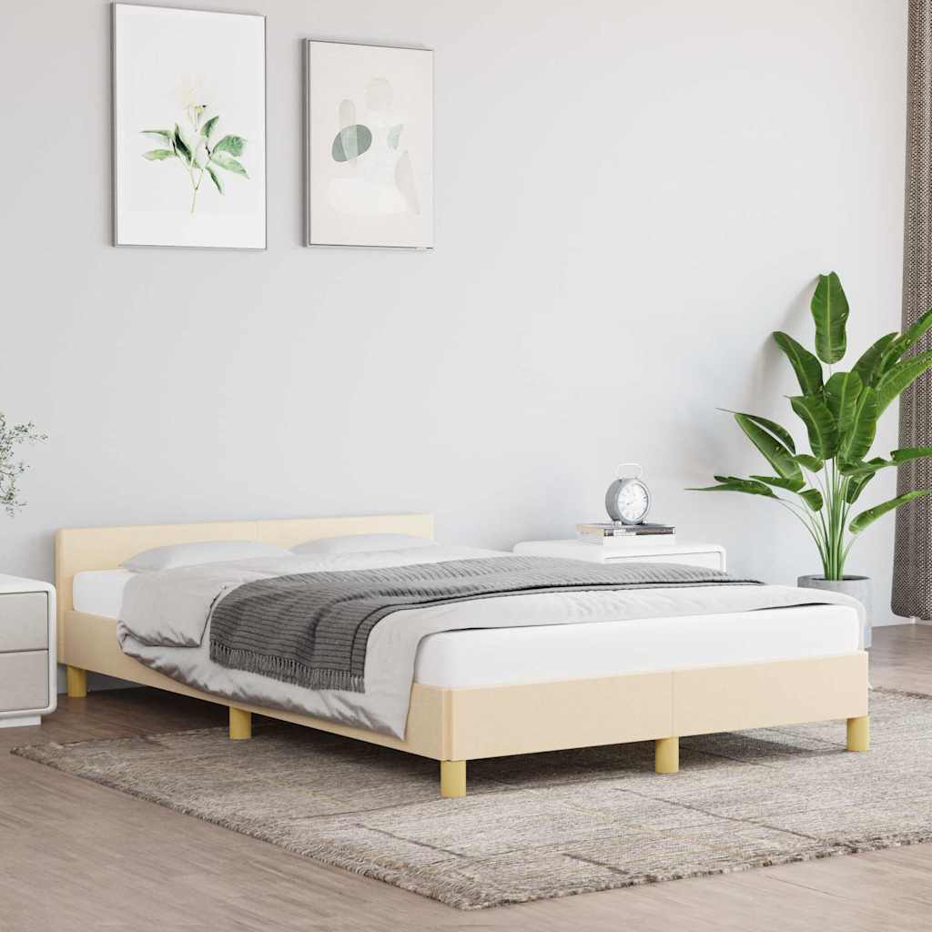 Bettgestell ohne Matratze Creme 120x200 cm Stoff