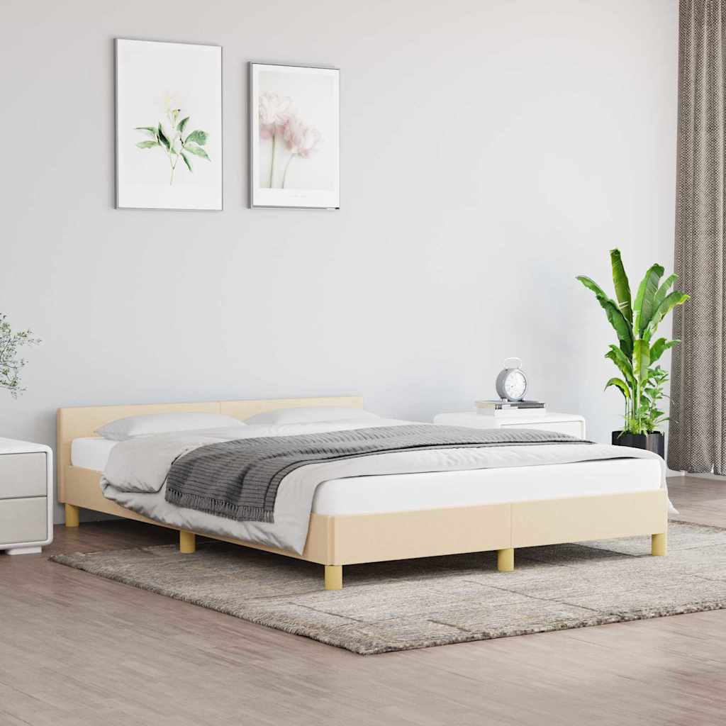 Bettgestell ohne Matratze Creme 140x190 cm Stoff