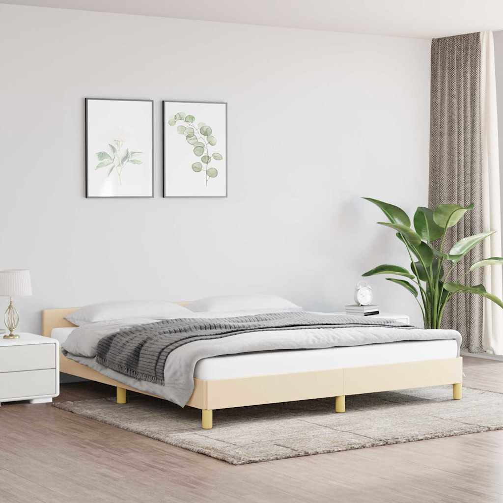 Bettgestell ohne Matratze Creme 160x200 cm Stoff