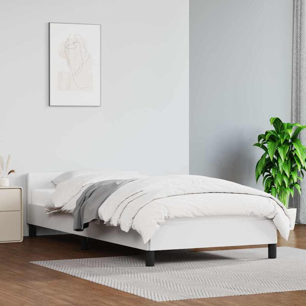 Bettgestell mit Kopfteil ohne Matratze Weiß 90x200 cm