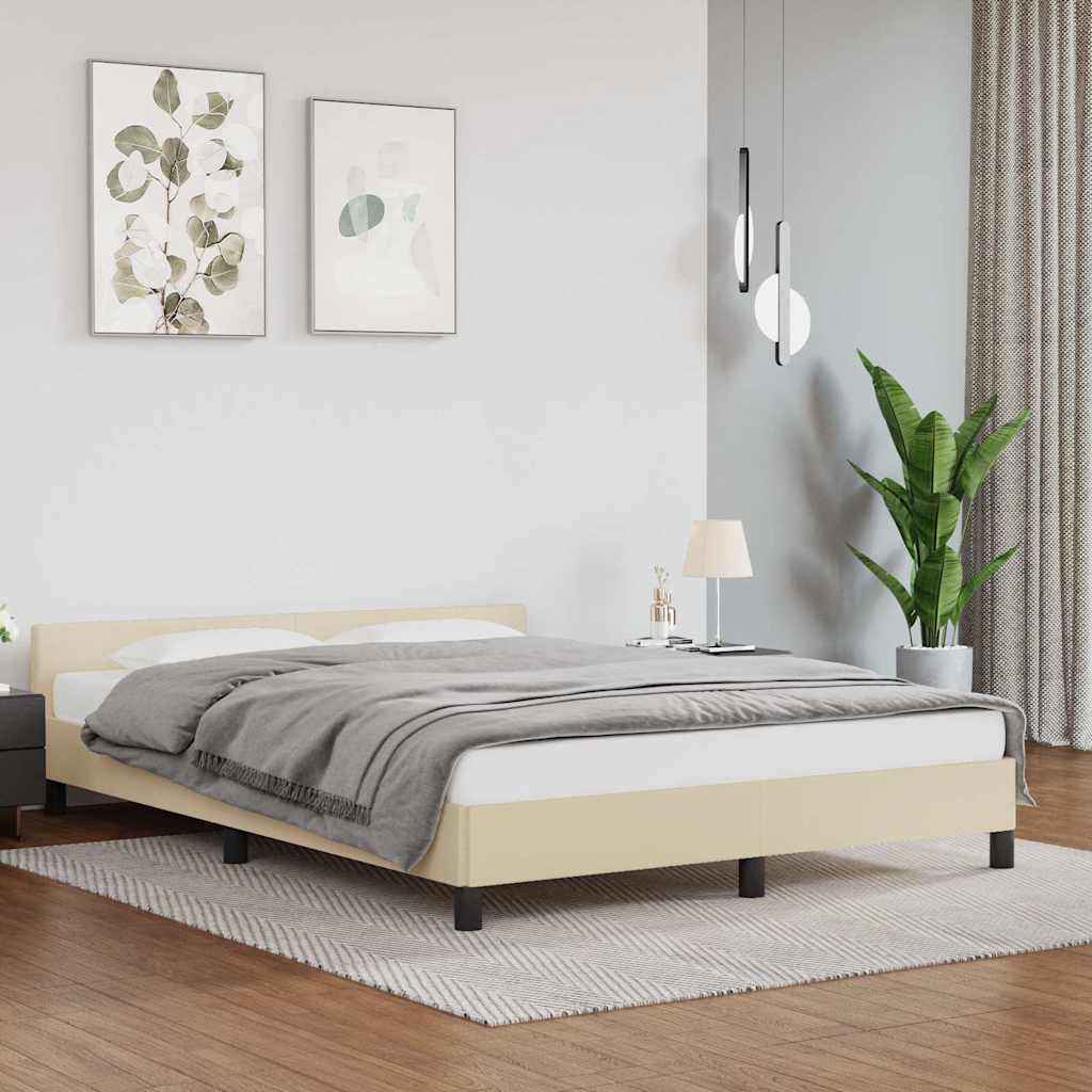 Bettgestell mit Kopfteil ohne Matratze Creme 140x190 cm