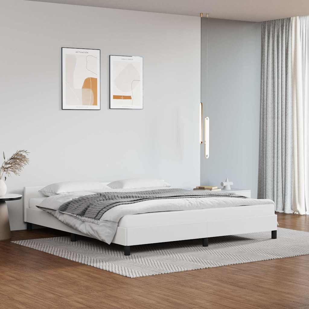 Bettgestell mit Kopfteil ohne Matratze Weiß 180x200 cm