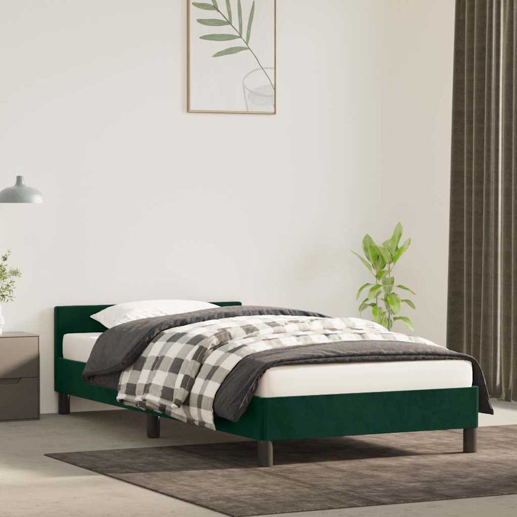Bettgestell ohne Matratze Dunkelgrün 90x200 cm Samt