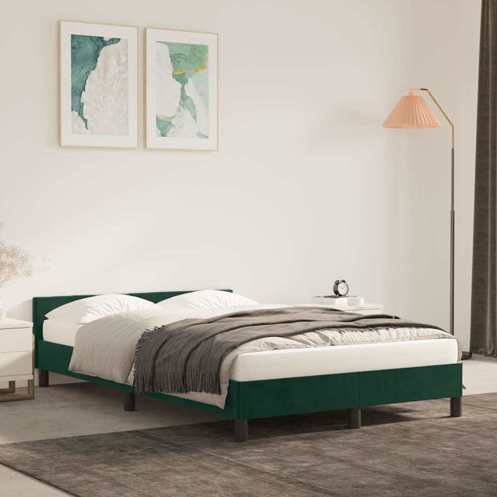 Bettgestell ohne Matratze Dunkelgrün 120x200 cm Samt