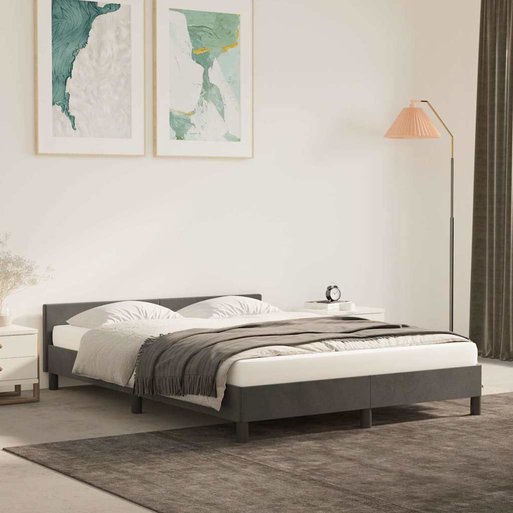 Bettgestell ohne Matratze Dunkelgrau 140x190 cm Samt