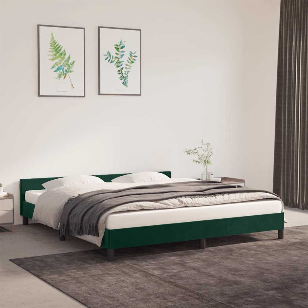 Bettgestell ohne Matratze Dunkelgrün 160x200 cm Samt