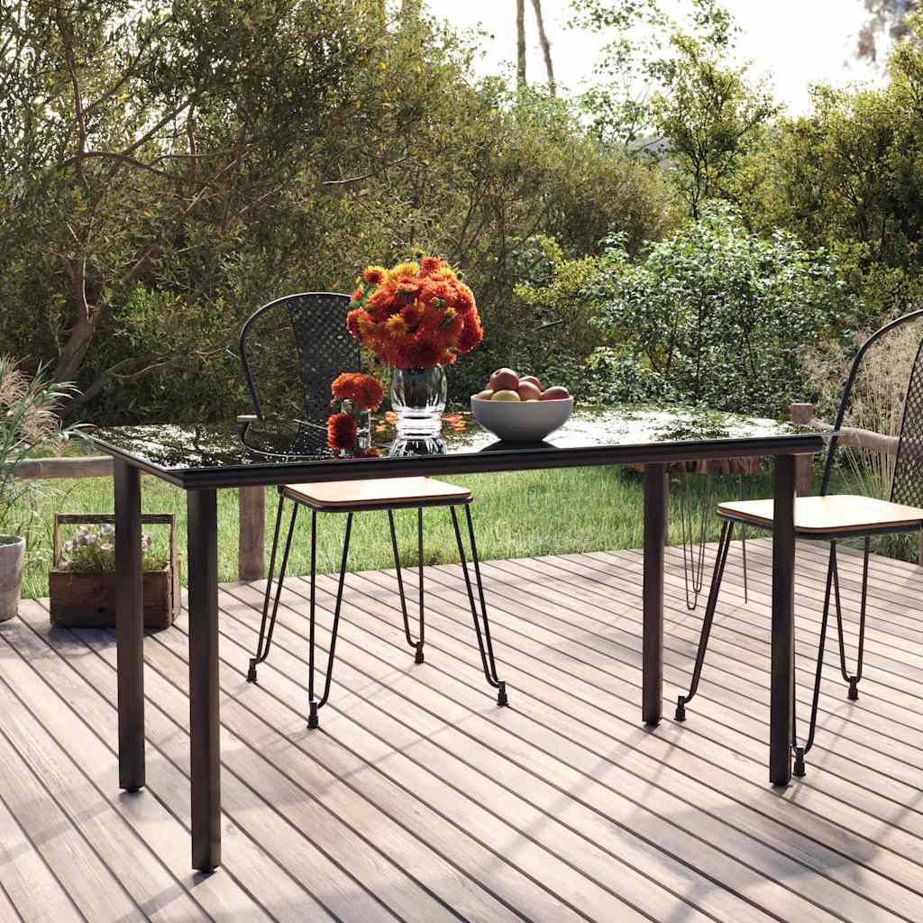 Garten-Esstisch Schwarz 200x100x74 cm Stahl und Hartglas