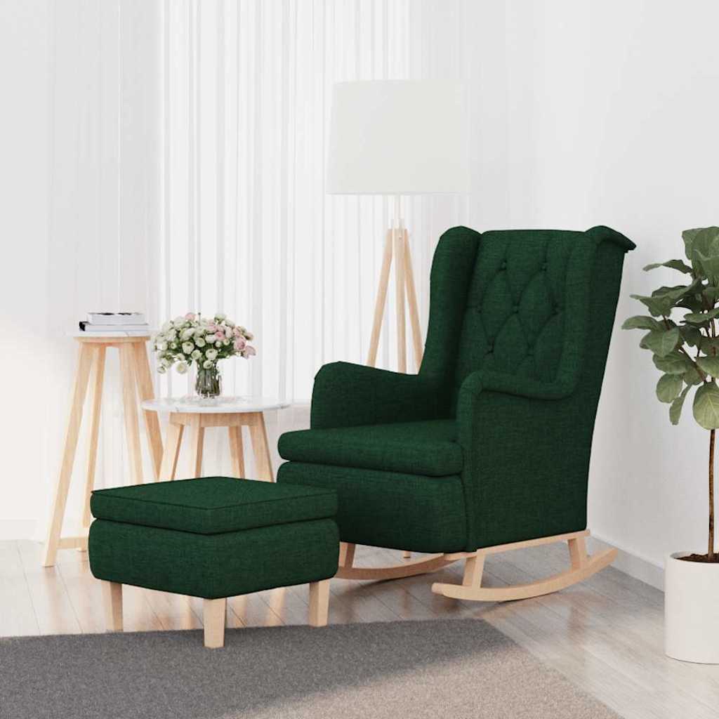 Schaukelsessel mit Hocker Dunkelgrün Stoff