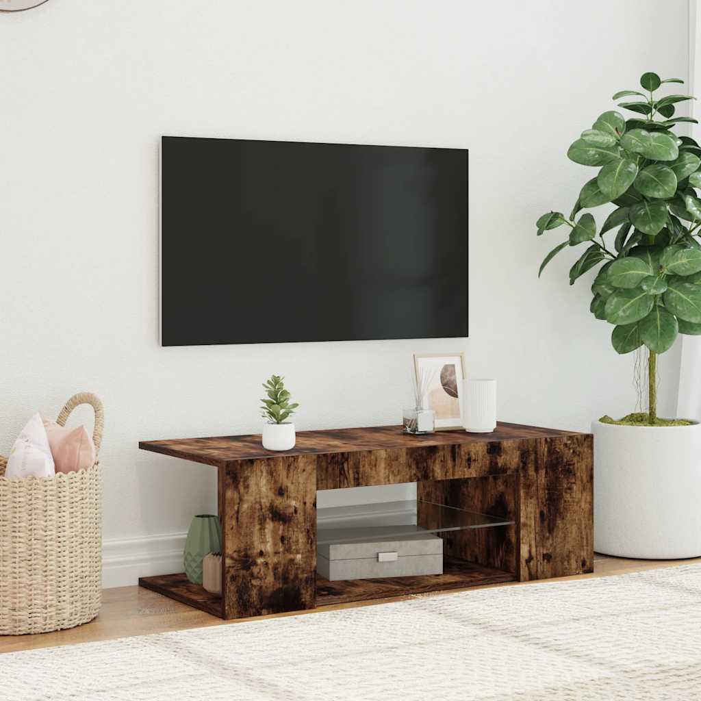 TV-Schrank mit LED-Leuchten Räuchereiche 90x39x30 cm