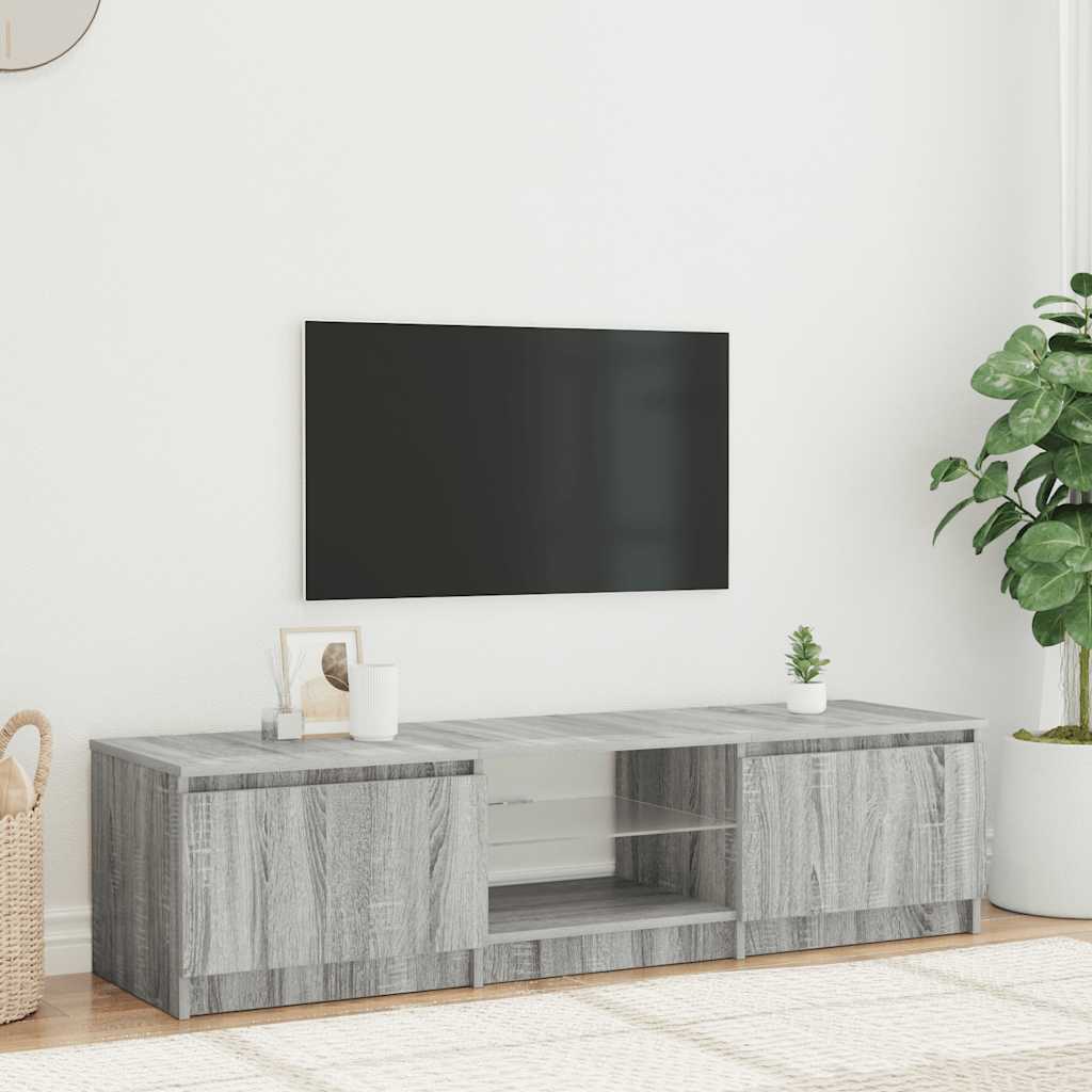 TV-Schrank mit LED-Leuchten Grau Sonoma 140x40x36 cm