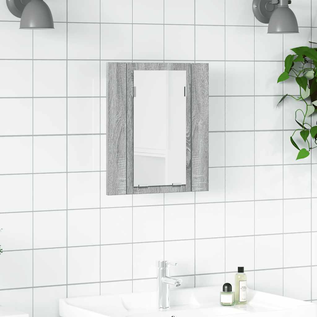 LED-Spiegelschrank Grau Sonoma 40x12x45 cm Holzwerkstoff