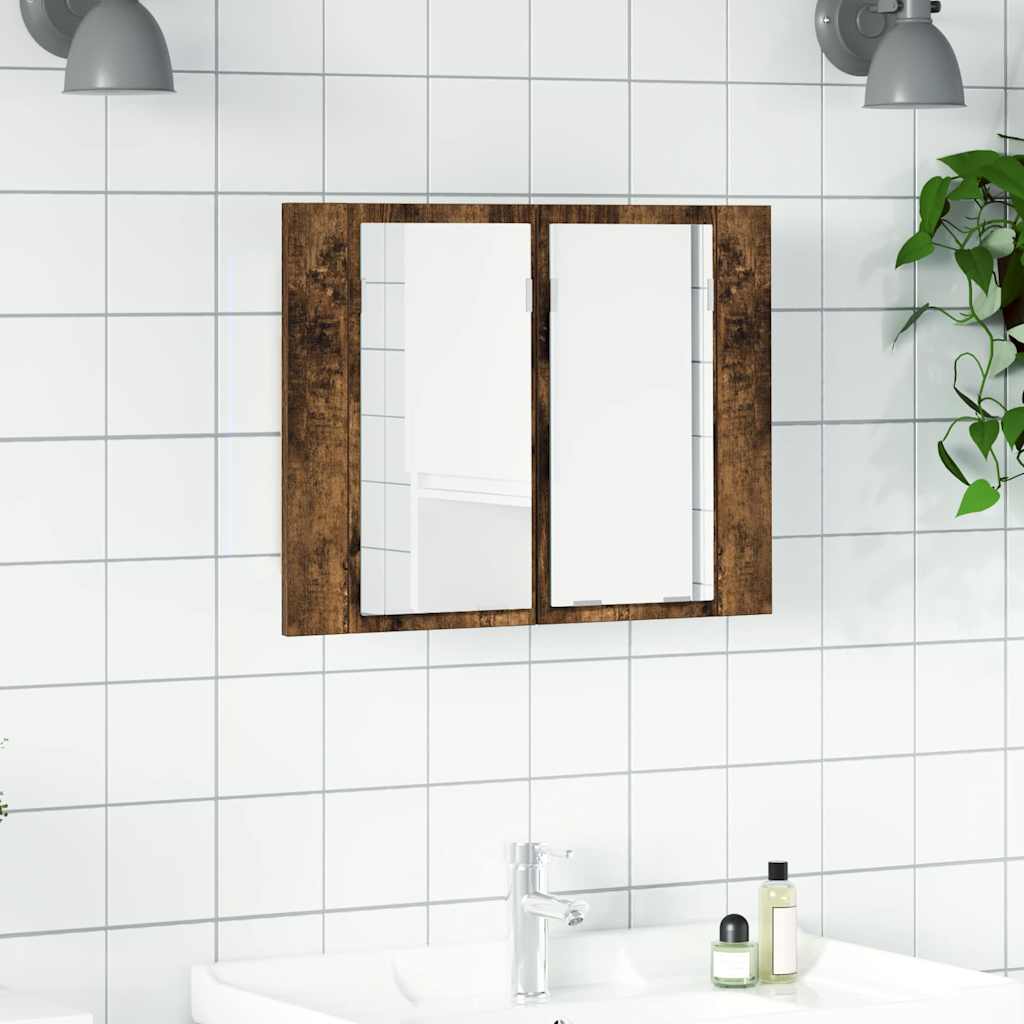 LED-Spiegelschrank Räuchereiche 60x12x45 cm Holzwerkstoff