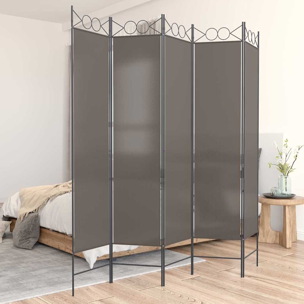 5-tlg. Paravent Anthrazit 200x220 cm Stoff