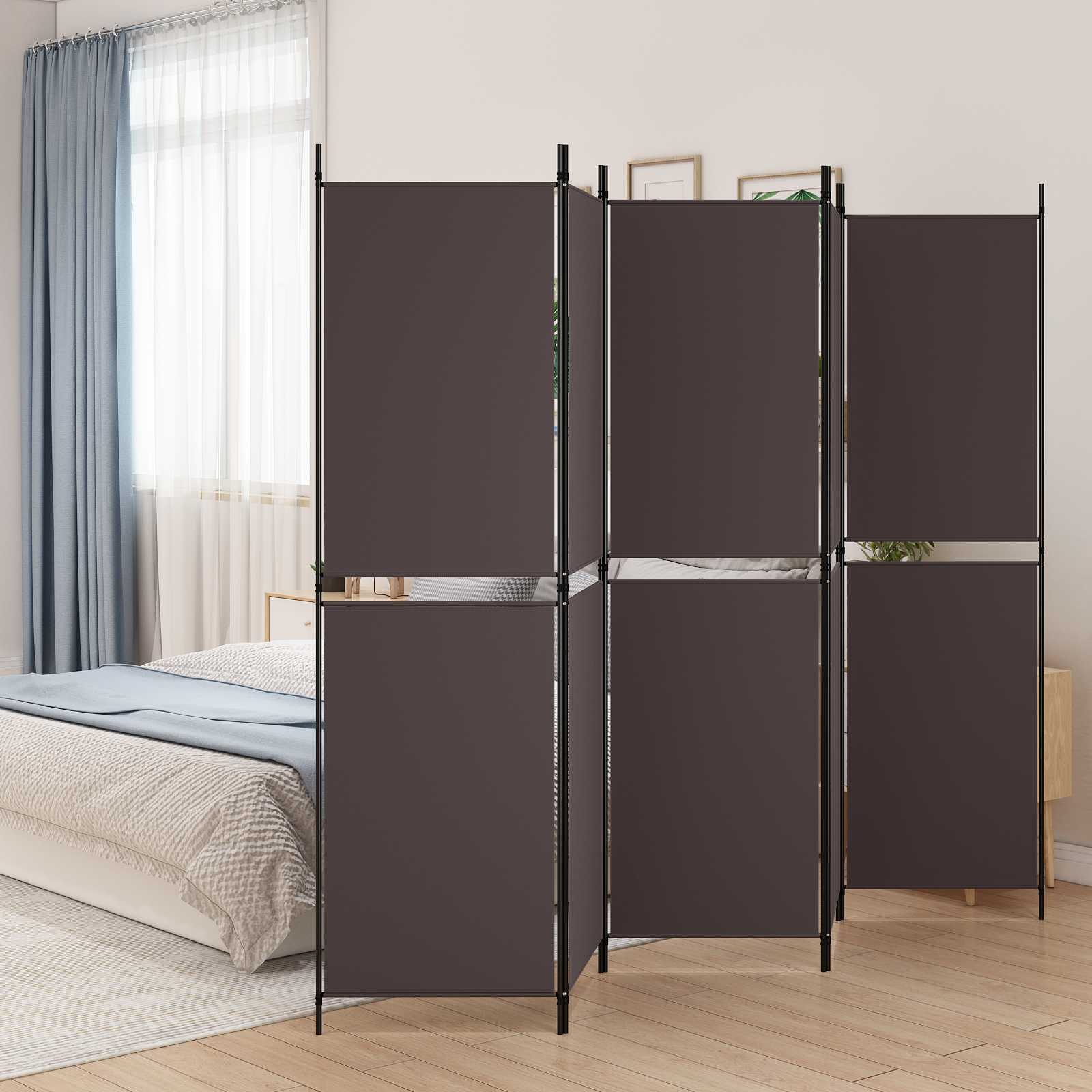 5-tlg. Paravent Braun 250x180 cm Stoff