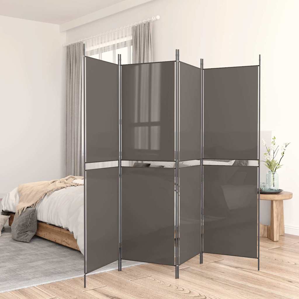 5-tlg. Paravent Anthrazit 250x180 cm Stoff
