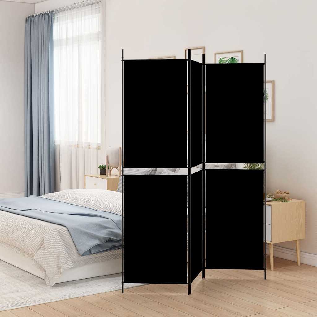 3-tlg. Paravent Schwarz 150x200 cm Stoff