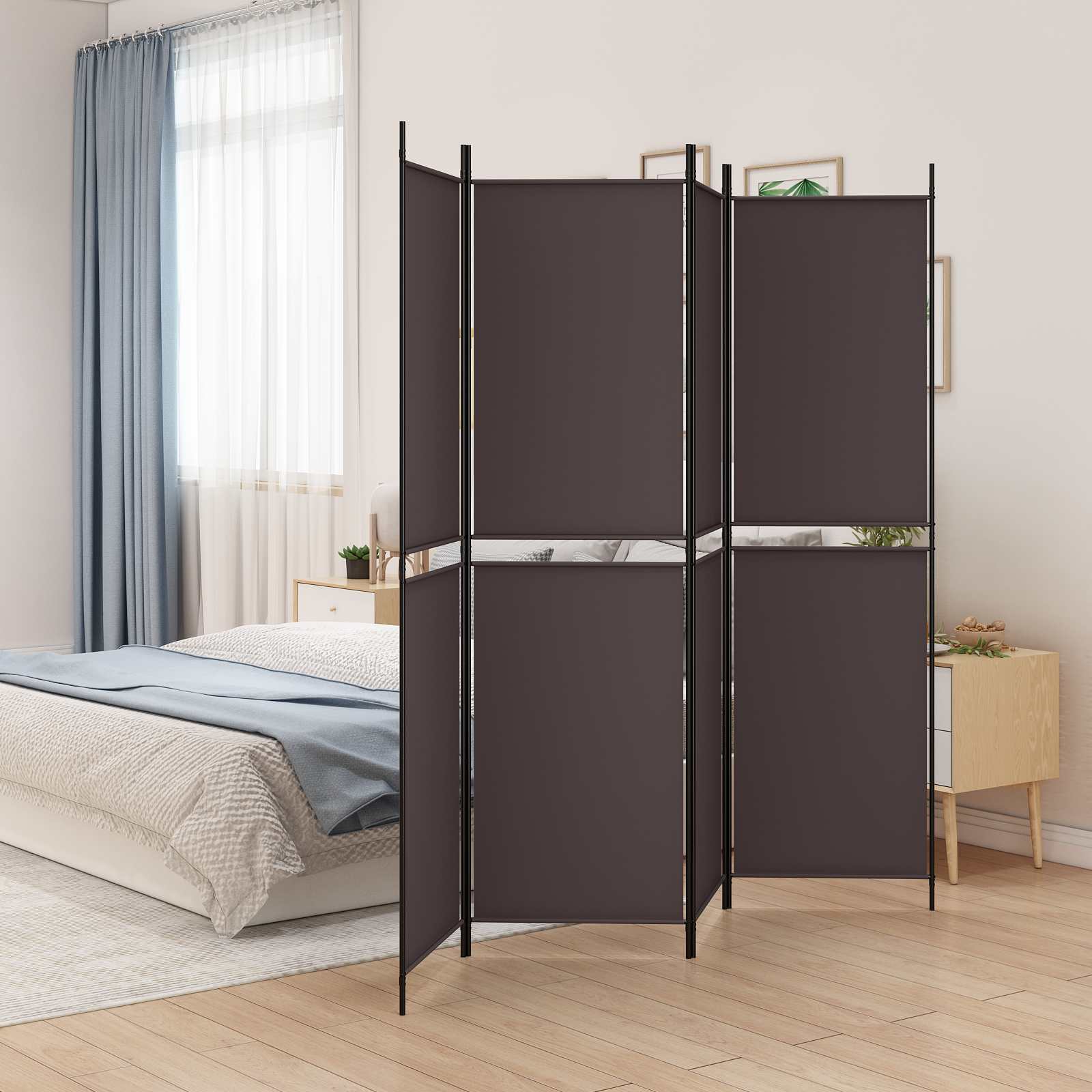 4-tlg. Paravent Braun 200x200 cm Stoff