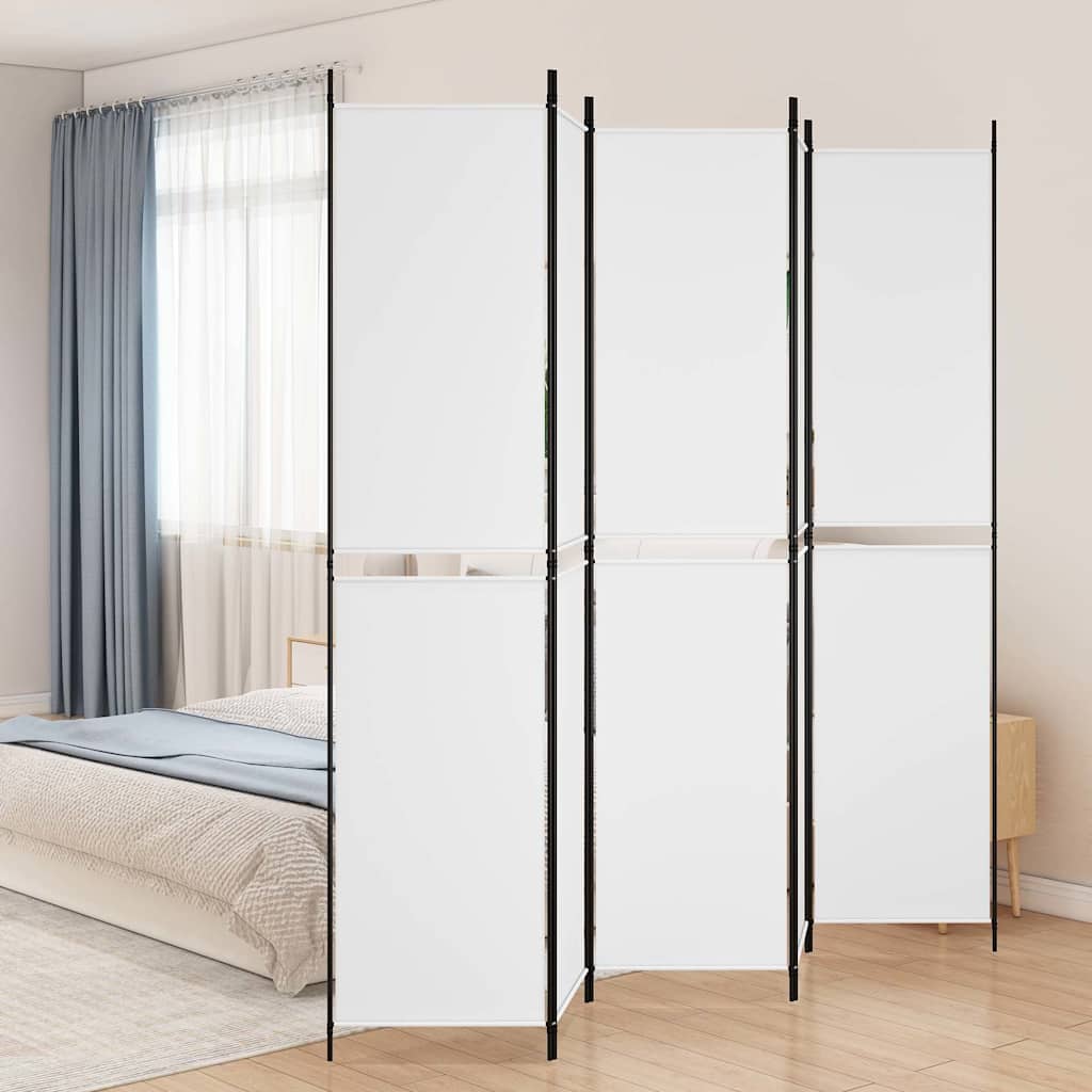 5-tlg. Paravent Weiß 250x220 cm Stoff