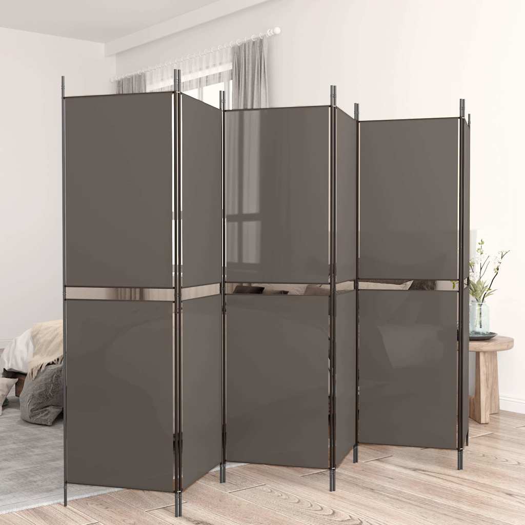 6-tlg. Paravent Anthrazit 300x220 cm Stoff