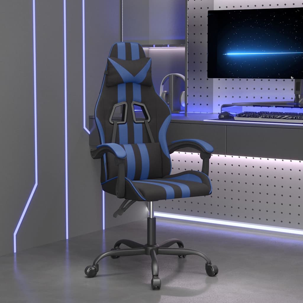 Gaming-Stuhl Drehbar Schwarz und Blau Kunstleder